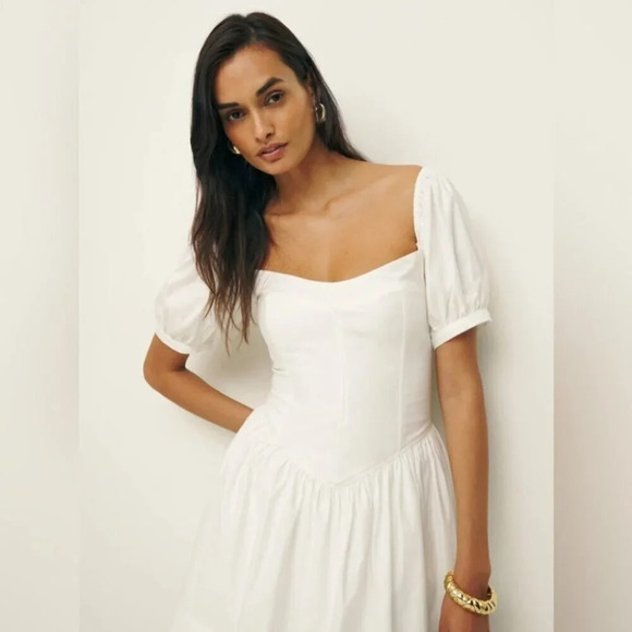 NEW Reformation Calie Mini Short Sleeve  Dress Cotton | size 2 - Picture 4 of 11